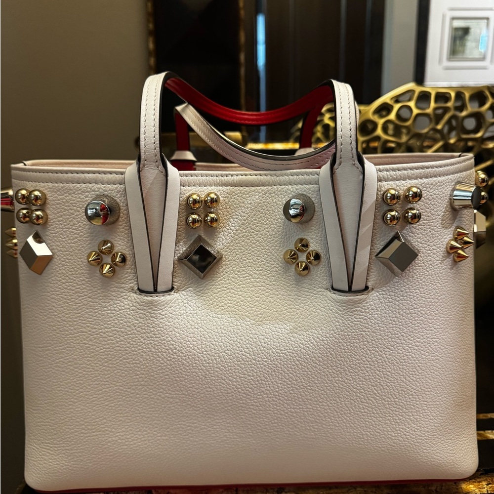 Christian Louboutin White Tote Bag with Structured Design